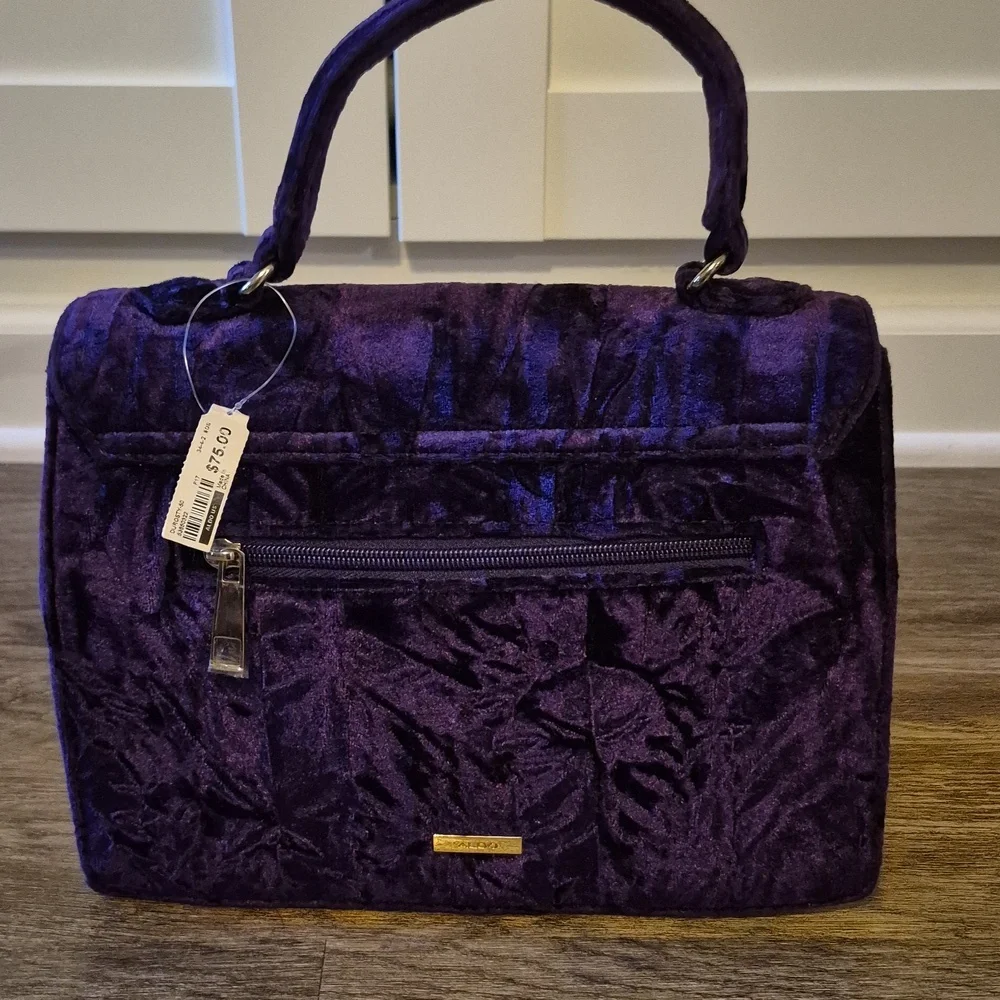 Aldo Deep Purple Velvet Whimsigoth Satchel with Insect Embroidery NWT - Picture 4 of 10